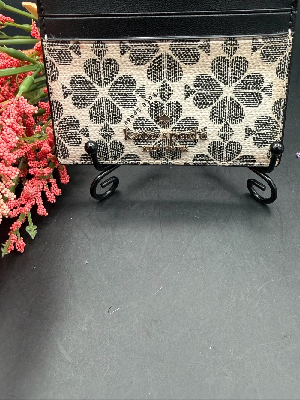 kate spade Black & Cream Floral Card Holder